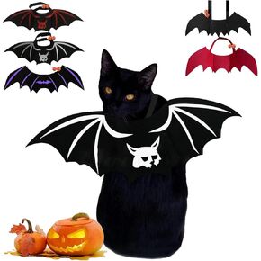 Cat Clothing Halloween Dog Clothing Pet Clothing Bat Wings Bell Style Chest Strap (Black Wing+Bell, L-Code)