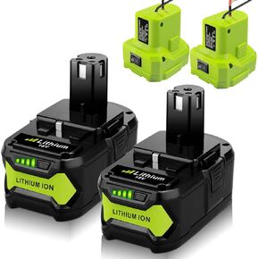Replacement for Ryobi 18V Battery 7.0Ah Lithium ion 18 Volt Batteries Replacement for Ryobi One 18V Cordless Tools P108 P107 P105 P104 P103 and DIY Power Wheel Adapter for Ryobi 18V Li-ion