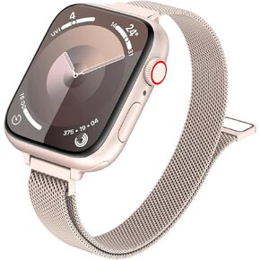 MARGE PLUS Slim Milanese Loop Compatible with Apple Watch Band for women 40mm 41mm 38mm 44mm 45mm 49mm 42mm, Stainless Steel Magnetic Mesh Strap work on iWatch Bands Series 9 8 7 6 5 4 3 2 1 Ultra SE