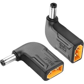SinLoon 2 Pack XT60 to DC5521 Adapter 90 Degree XT60 Male to DC 5.5mm X 2.1mm Male Wireless for TS100 Soldering Iron, FPV Monitor Power,Drone (XT-021)