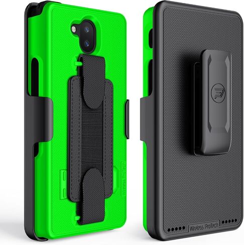 Case Compatible with Sonim XP10 (XP9900), Shell Case and Belt Clip Holster Combo with Handstrap, Kickstand and Screen Protector (Lime Green) in Saudi Arabia