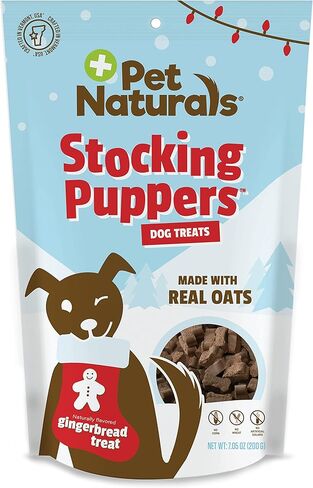 حلوى خبز الزنجبيل للكلاب من Stocking Puppers، 7.05 أونصة - وجبة خفيفة بنكهة طبيعية للعطلات، حشوة تخزين مثالية للكلاب in Kuwait
