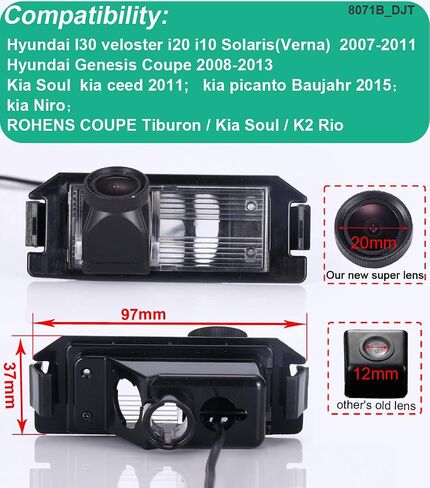 Parking Camera Waterproof Night Vision HD Reversing Camera Replacement for Hyundai I30 Veloster i20 i10 Solaris/Hyundai Genesis Coupe/Kia Soul kia ceed/Kia Picanto/Kia Niro/Rohens Coupe Tiburon/Kia in Saudi Arabia