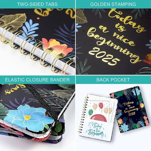 2025 Planner - A5 Planner 2025 Week to View, January 2025 - December 2025, 2025 Planner with 12 Monthly Tabs, Hardcover, Elastic Closure, Monthly & Weekly View for Work, Study, Romantic Blue Snow in Saudi Arabia