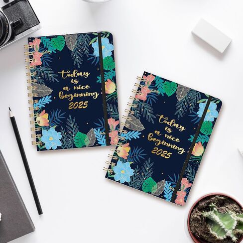 2025 Planner - A5 Planner 2025 Week to View, January 2025 - December 2025, 2025 Planner with 12 Monthly Tabs, Hardcover, Elastic Closure, Monthly & Weekly View for Work, Study, Romantic Blue Snow in Saudi Arabia