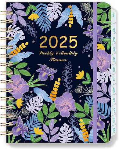 2025 Planner - A5 Planner 2025 Week to View, January 2025 - December 2025, 2025 Planner with 12 Monthly Tabs, Hardcover, Elastic Closure, Monthly & Weekly View for Work, Study, Romantic Blue Snow in Saudi Arabia