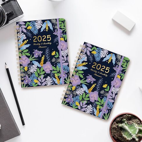 2025 Planner - A5 Planner 2025 Week to View, January 2025 - December 2025, 2025 Planner with 12 Monthly Tabs, Hardcover, Elastic Closure, Monthly & Weekly View for Work, Study, Romantic Blue Snow in Saudi Arabia