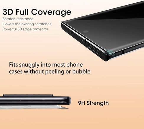 [عبوتان + عبوتان] واقي شاشة Galaxy S23 Ultra، زجاج مقوى مقاوم للخدش 9H، دعم بصمات الأصابع بالموجات فوق الصوتية، لهاتف Samsung Galaxy S23 Ultra 5G 6.8 بوصة واقي شاشة زجاجي in Kuwait