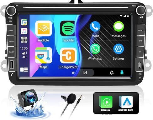 SIXTOP [2+64G] Android Car Stereo for VW SEAT Skoda Golf Passat Polo JATTA Jetta Upgrade Radio with Carplay Android Auto Mirror Link 30 Themes 8 inch TouchScreen FM GPS Bluetooth+AHD Backup Camera&MIC in Saudi Arabia