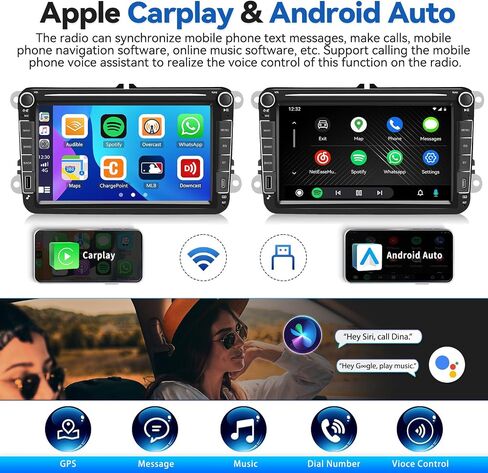 SIXTOP [2+64G] Android Car Stereo for VW SEAT Skoda Golf Passat Polo JATTA Jetta Upgrade Radio with Carplay Android Auto Mirror Link 30 Themes 8 inch TouchScreen FM GPS Bluetooth+AHD Backup Camera&MIC in Saudi Arabia