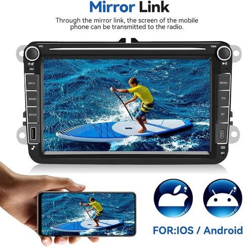 SIXTOP [2+64G] Android Car Stereo for VW SEAT Skoda Golf Passat Polo JATTA Jetta Upgrade Radio with Carplay Android Auto Mirror Link 30 Themes 8 inch TouchScreen FM GPS Bluetooth+AHD Backup Camera&MIC in Saudi Arabia