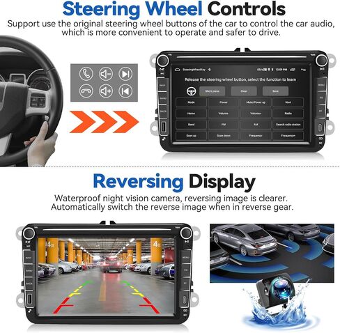 SIXTOP [2+64G] Android Car Stereo for VW SEAT Skoda Golf Passat Polo JATTA Jetta Upgrade Radio with Carplay Android Auto Mirror Link 30 Themes 8 inch TouchScreen FM GPS Bluetooth+AHD Backup Camera&MIC in Saudi Arabia