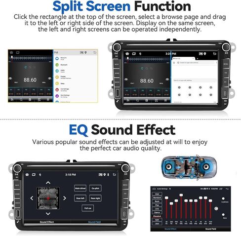 SIXTOP [2+64G] Android Car Stereo for VW SEAT Skoda Golf Passat Polo JATTA Jetta Upgrade Radio with Carplay Android Auto Mirror Link 30 Themes 8 inch TouchScreen FM GPS Bluetooth+AHD Backup Camera&MIC in Saudi Arabia