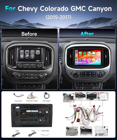 ترقية 2G 64G ستيريو السيارة لشيفي كولورادو جي إم سي كانيون 2015-2019 راديو مع Carplay Android Auto MirrorLink، 9 بوصة HD IPS شاشة تعمل باللمس بلوتوث ستيريو GPS FM/RDS راديو WiFi EQ كاميرا احتياطية in Saudi Arabia