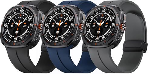 ANCOOL for Samsung Galaxy Watch Ultra Bands 47mm, Soft Silicone Sport Magnetic Band for Samsung Galaxy Ultra Watch Band for Men Women, Black+Grey+Midnightblue in Kuwait
