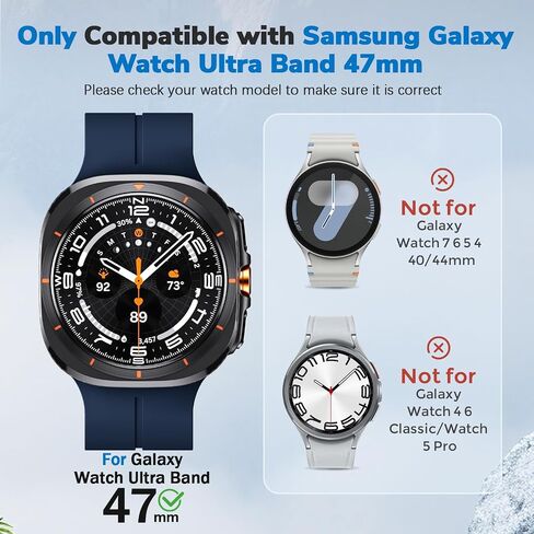 ANCOOL for Samsung Galaxy Watch Ultra Bands 47mm, Soft Silicone Sport Magnetic Band for Samsung Galaxy Ultra Watch Band for Men Women, Black+Grey+Midnightblue in Kuwait