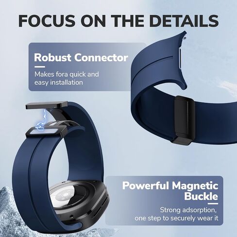 ANCOOL for Samsung Galaxy Watch Ultra Bands 47mm, Soft Silicone Sport Magnetic Band for Samsung Galaxy Ultra Watch Band for Men Women, Black+Grey+Midnightblue in Kuwait