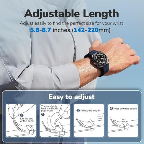 ANCOOL for Samsung Galaxy Watch Ultra Bands 47mm, Soft Silicone Sport Magnetic Band for Samsung Galaxy Ultra Watch Band for Men Women, Black+Grey+Midnightblue in Kuwait