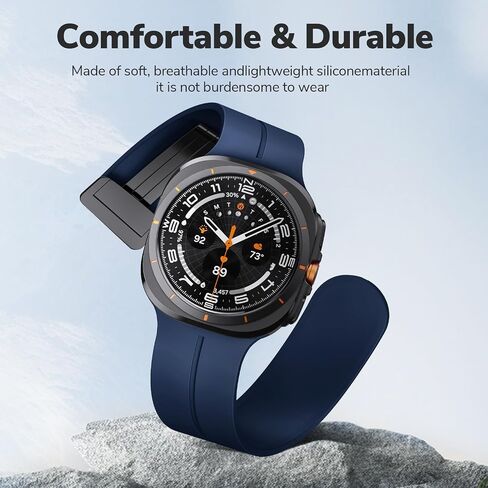 ANCOOL for Samsung Galaxy Watch Ultra Bands 47mm, Soft Silicone Sport Magnetic Band for Samsung Galaxy Ultra Watch Band for Men Women, Black+Grey+Midnightblue in Kuwait