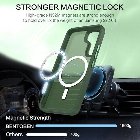 BENTOBEN for Samsung Galaxy S22 Case, Galaxy S22 Magnetic Case [Compatible with MagSafe] Translucent Matte Slim Shockproof Women Men Protective Case Cover for Samsung Galaxy S22 6.1", Black in Kuwait