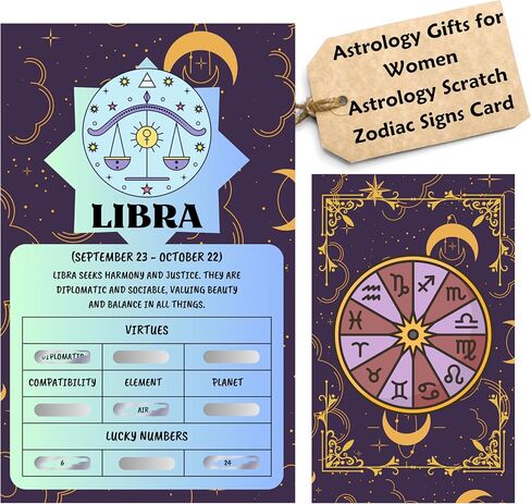Astrology Scratch Zodiac Signs Card - Perfect Astrology Gifts for Women - Zodiac Gifts Cards, Include Zodiac Sign Meaning, Virtues, Compatibility, Elements, Planet, and Lucky Numbers (Scorpio), Blue in Saudi Arabia