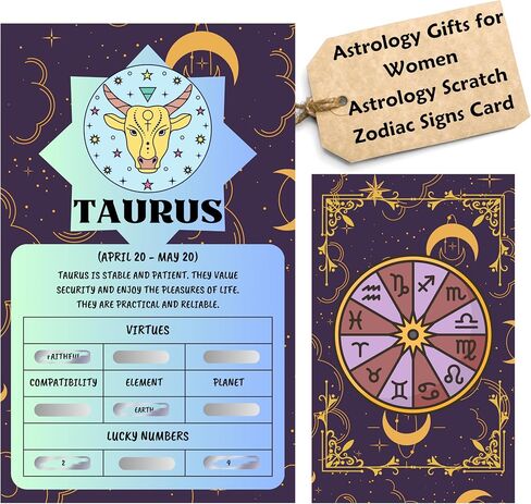 Astrology Scratch Zodiac Signs Card - Perfect Astrology Gifts for Women - Zodiac Gifts Cards, Include Zodiac Sign Meaning, Virtues, Compatibility, Elements, Planet, and Lucky Numbers (Scorpio), Blue in Saudi Arabia