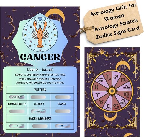 Astrology Scratch Zodiac Signs Card - Perfect Astrology Gifts for Women - Zodiac Gifts Cards, Include Zodiac Sign Meaning, Virtues, Compatibility, Elements, Planet, and Lucky Numbers (Scorpio), Blue in Saudi Arabia