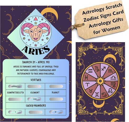 Astrology Scratch Zodiac Signs Card - Perfect Astrology Gifts for Women - Zodiac Gifts Cards, Include Zodiac Sign Meaning, Virtues, Compatibility, Elements, Planet, and Lucky Numbers (Scorpio), Blue in Saudi Arabia