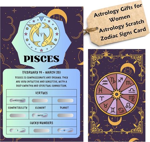 Astrology Scratch Zodiac Signs Card - Perfect Astrology Gifts for Women - Zodiac Gifts Cards, Include Zodiac Sign Meaning, Virtues, Compatibility, Elements, Planet, and Lucky Numbers (Scorpio), Blue in Saudi Arabia