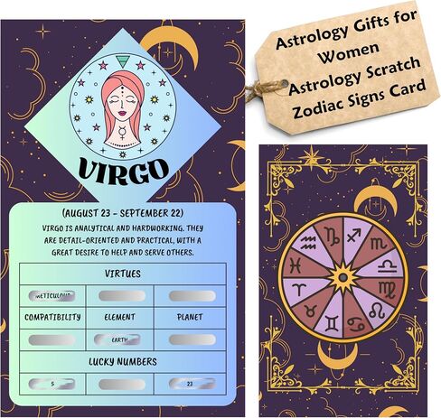 Astrology Scratch Zodiac Signs Card - Perfect Astrology Gifts for Women - Zodiac Gifts Cards, Include Zodiac Sign Meaning, Virtues, Compatibility, Elements, Planet, and Lucky Numbers (Scorpio), Blue in Saudi Arabia