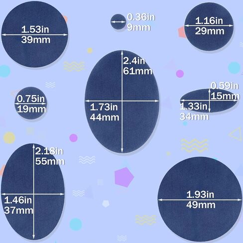 40 pcs Black Down Jacket Repair Patches, Nylon Patches Self Adhesive 5 Sheet, Fabric Patches Waterpfoof for Clothes, Tents, Puffer Jackets - Oval, Round - 0.36 in to 1.93 in in Saudi Arabia