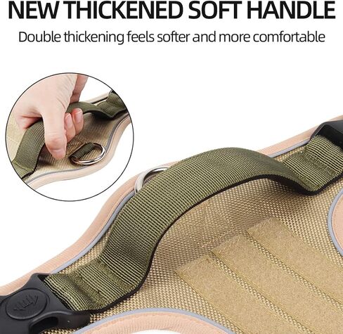 No Pull Dog Harness Adjustable Reflective Dog Vest with Handle, 2 Thickened Locks, 4 Slide Buckles, Soft Oxford Pet Harness for Small to Large Dogs (Khaki, M) in Saudi Arabia