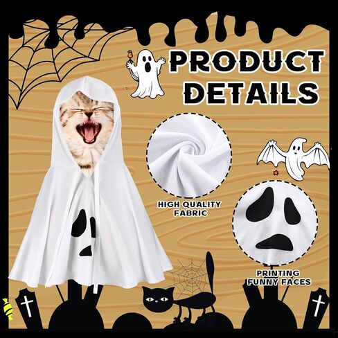 Halloween Ghost Dog Costume White Halloween pet Costume with Hats Ghost Costumes for Dogs Cats pet Cosplay Clothes Halloween Cats Cape for Party Decorations in Saudi Arabia