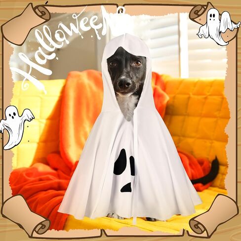 Halloween Ghost Dog Costume White Halloween pet Costume with Hats Ghost Costumes for Dogs Cats pet Cosplay Clothes Halloween Cats Cape for Party Decorations in Saudi Arabia