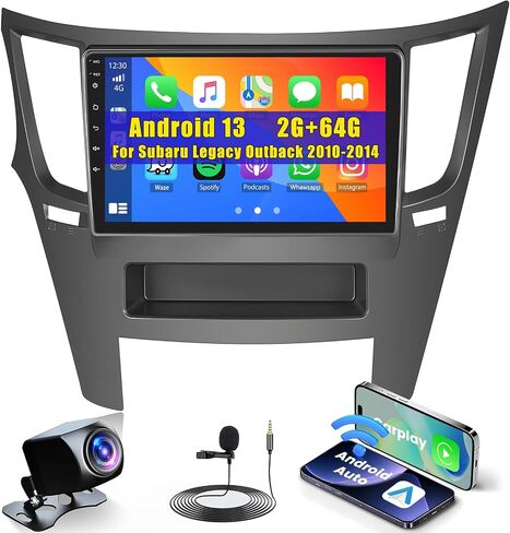 ترقية ستيريو 2G+64G Android 13 لسيارة Subaru Legacy/Outback 2010-2014 Wireless Carplay Android Auto 9 بوصة راديو تعمل باللمس مع FM RDS EQ Mirror Link Canbus كاميرا احتياطية وميكروفون in Saudi Arabia