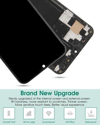 OLED for Samsung A50S Screen Replacement for Samsung Galaxy A50 LCD Display A505F/DS A505G/DS SM-A505 A505FDS Touch A505 A507 Screen SM-A507F, SM-A507FN, SM-A5070 Digitizer Assembly (Black+ Frame) in Kuwait