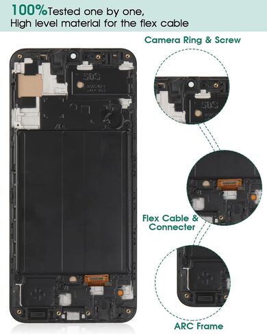 OLED for Samsung A50S Screen Replacement for Samsung Galaxy A50 LCD Display A505F/DS A505G/DS SM-A505 A505FDS Touch A505 A507 Screen SM-A507F, SM-A507FN, SM-A5070 Digitizer Assembly (Black+ Frame) in Kuwait