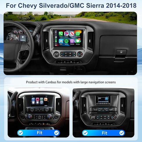 2+64G- لسيارة Chevy Silverado 2014-2018 GMC Sierra Radio مع Carplay اللاسلكي/Android Auto، Android Car Stereo 9 بوصة تعمل باللمس GPS Navigation WiFi Bluetooth FM/RDS Mirror Link SWC كاميرا احتياطية in Saudi Arabia