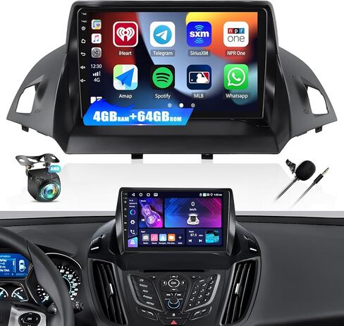 [6+128G]8-Core Android 15 Car Radio Stereo for Ford Escape Kuga 2013-2019 with Wireless Carplay&Android Auto,9 Inch Car Radio with Mirror Link Bluetooth FM/RDS WiFi GPS SWC Dual USB+AHD Backup Camera in Kuwait
