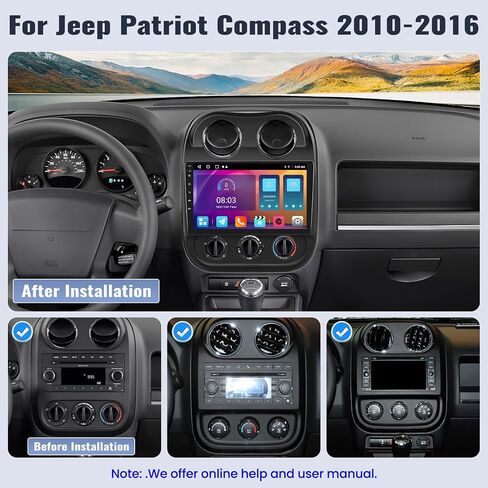 SIXWIN Android Car Stereo for Jeep Patriot Compass 2010-2016 Radio 1G+32G 10.1 بوصة تعمل باللمس مع وصلة مرآة بلوتوث FM 26UI WiFi EQ GPS Navigation كاميرا احتياطية MIC in Saudi Arabia