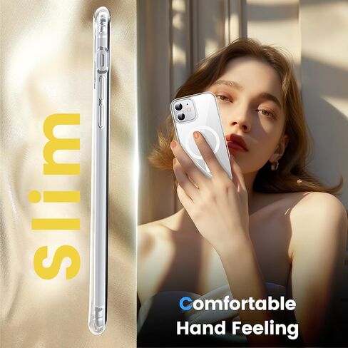 Temdan for iPhone 11 Case Clear, [Compatible with Magsafe][Anti-Yellowing][Military-Grade Protection] Shockproof Slim Phone Case for iPhone 11 6.1 inch, Clear in Kuwait