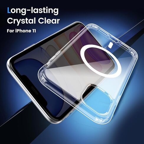 Temdan for iPhone 11 Case Clear, [Compatible with Magsafe][Anti-Yellowing][Military-Grade Protection] Shockproof Slim Phone Case for iPhone 11 6.1 inch, Clear in Kuwait
