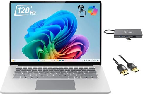 كمبيوتر محمول Microsoft Surface 7 Copilot+ PC، شاشة لمس HDR مقاس 15 بوصة، معالج Qualcomm Snapdragon X Elite ذو 12 نواة، معالج رسوميات Qualcomm Adreno، ذاكرة وصول عشوائي سعتها 16 جيجابايت، محرك أقراص SSD سعة 256 جيجابايت، شبكة WiFi 7، إضاءة خلفية، محور 11  in Saudi Arabia