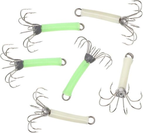 6Pcs Fluorescent Squid Hooks Sleeve Fishing Lure Bait Hooks for Tuna Bass Dolphin Glow the Dark in Kuwait