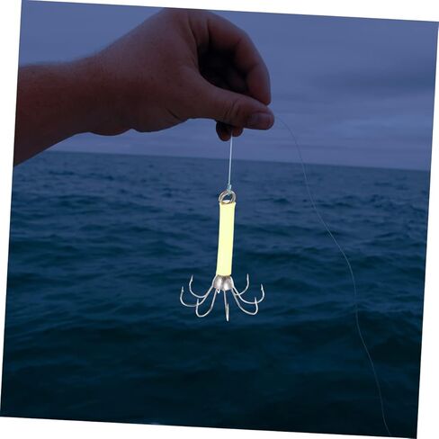 6Pcs Fluorescent Squid Hooks Sleeve Fishing Lure Bait Hooks for Tuna Bass Dolphin Glow the Dark in Kuwait