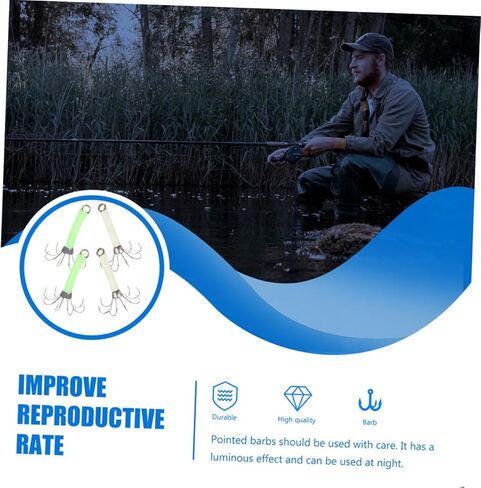 6Pcs Fluorescent Squid Hooks Sleeve Fishing Lure Bait Hooks for Tuna Bass Dolphin Glow the Dark in Kuwait