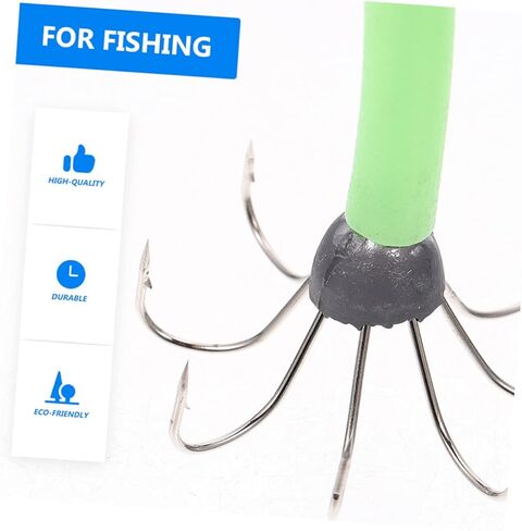 6Pcs Fluorescent Squid Hooks Sleeve Fishing Lure Bait Hooks for Tuna Bass Dolphin Glow the Dark in Kuwait