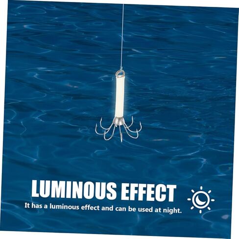 6Pcs Fluorescent Squid Hooks Sleeve Fishing Lure Bait Hooks for Tuna Bass Dolphin Glow the Dark in Kuwait