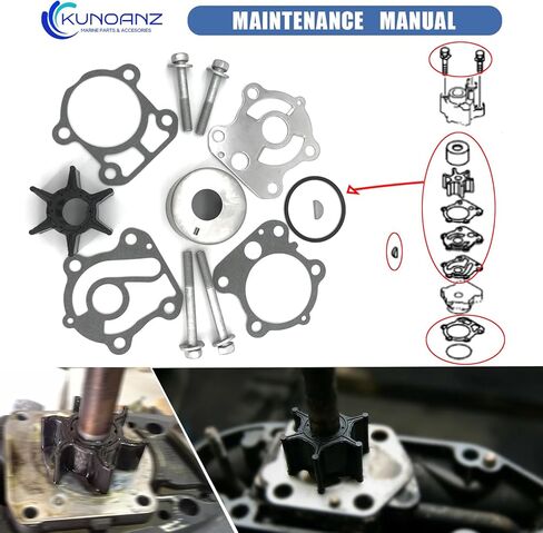 6F5-W0078-A0-00 Water Pump Impeller Repair Kit for Yamaha Outboard 6F5-W0078-00-00 Sierra 18-3374 C40 CV40 40 HP 40HP 2-Stroke in Kuwait