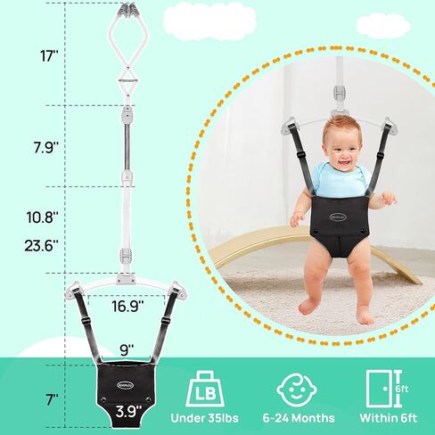 Baby Doorway Jumpers, Sturdy Johnny Jumper Adjustable 10.8"-23.6" Strap, Soft Baby Seat Bag, Protable Doorway Jumper for Baby in Saudi Arabia